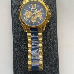 Elegant Geneva Gold and Blue Men's Watch. Free shipping. STATEMENT PIECE